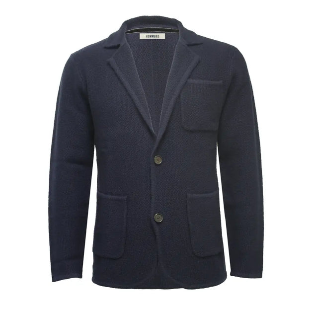 Navy Knitted Seed Stitch Jacket Tura - Nexellus