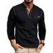 New men's henley color block knitted long sleeve t-shirt Nexellus