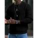 New men's solid colour waffle all-match thin round neck long-sleeved Nexellus