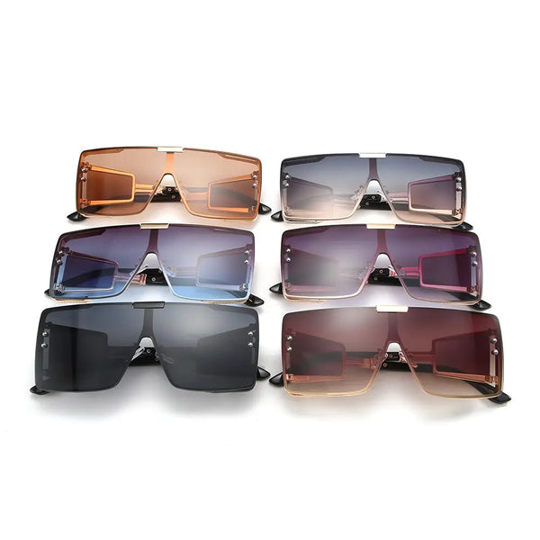 One Piece Flat Top Vintage Large Frame Sunglasses For Men & Women Nexellus