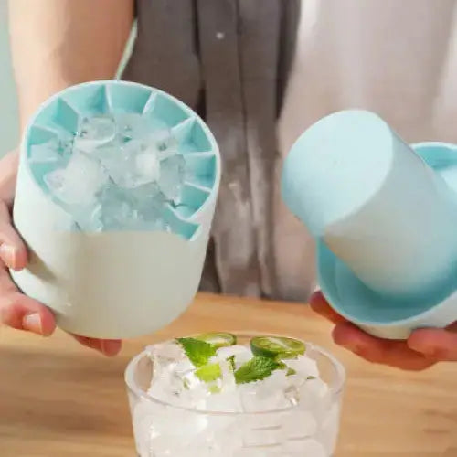Portable 2 in 1 ice bucket mold with lid space saving cube maker tools Nexellus