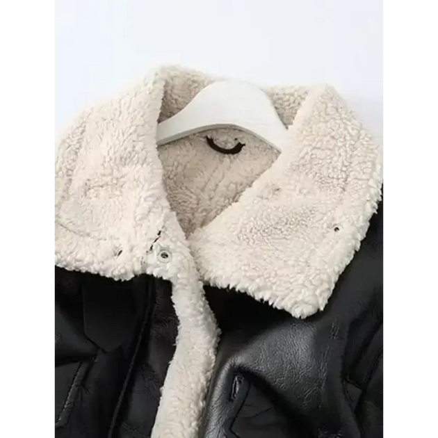 Pu fur all-in-one motorcycle suit short temperament high-necked fur Nexellus