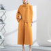Solid Color Pleated Sets Lapel Long Sleeve Top with Wide Leg Elastic Waist Pant Nexellus