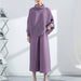 Solid Color Pleated Sets Lapel Long Sleeve Top with Wide Leg Elastic Waist Pant Nexellus
