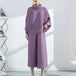 Solid Color Pleated Sets Lapel Long Sleeve Top with Wide Leg Elastic Waist Pant Nexellus