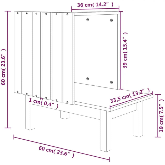 Vidaxl cat house white 60x36x60 cm solid wood pine - White