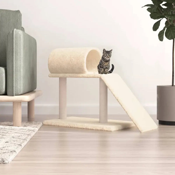 Vidaxl cat scratching posts with tunnel and ladder cream