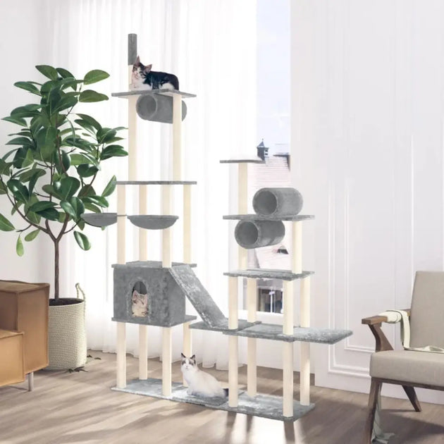 Vidaxl cat tree with sisal scratching posts light grey 279