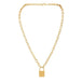 Vintage lover's lock pendant choker necklace steampunk clavicle golden Nexellus