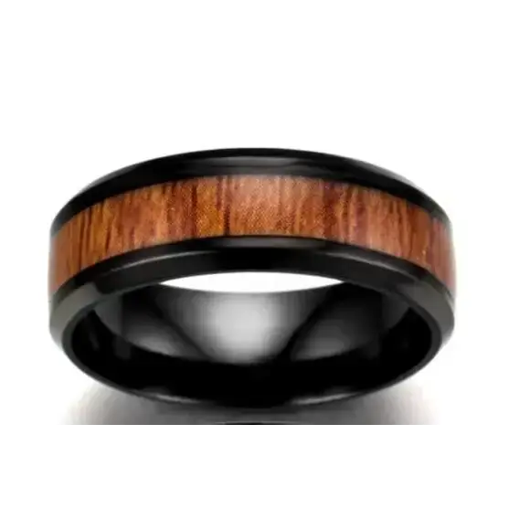 Vintage stainless steel wood rings for men Nexellus