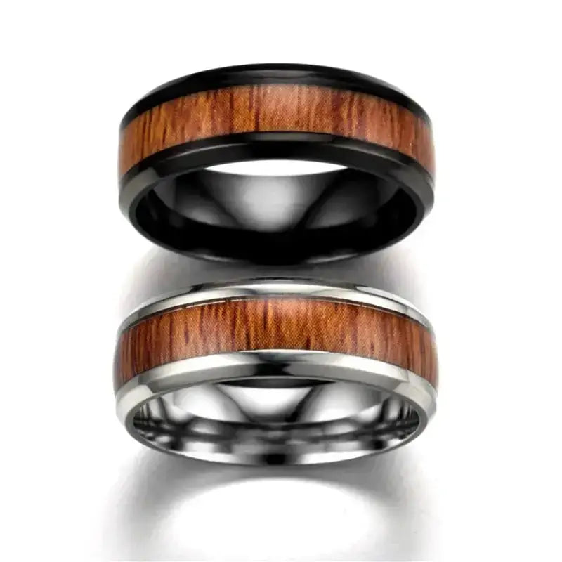 Vintage stainless steel wood rings for men Nexellus