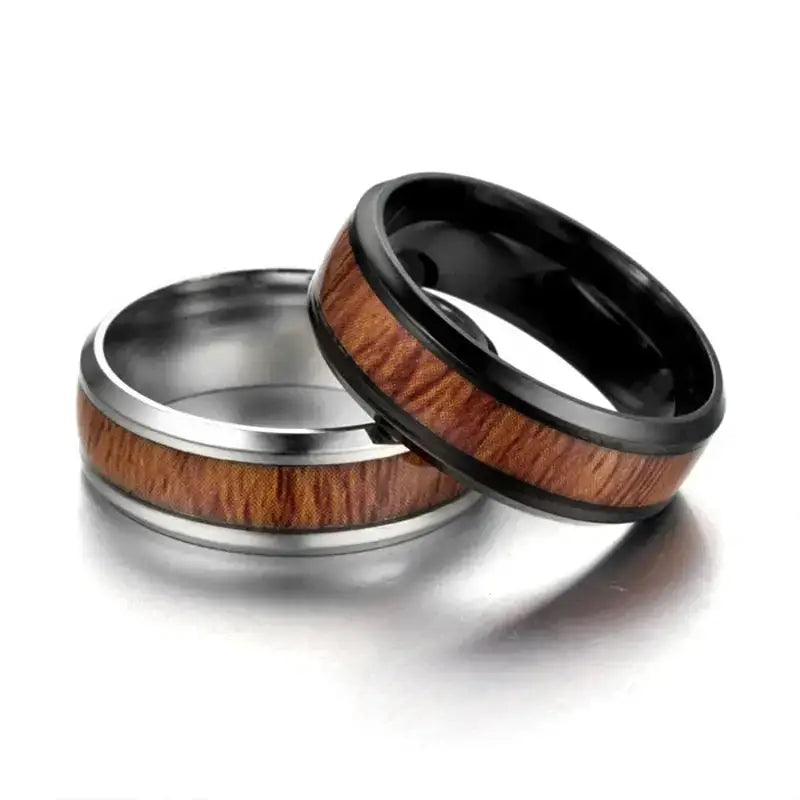 Vintage stainless steel wood rings for men Nexellus