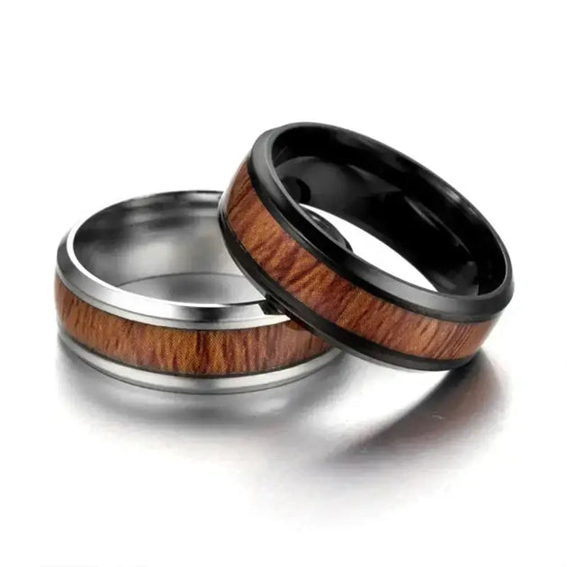 Vintage stainless steel wood rings for men Nexellus