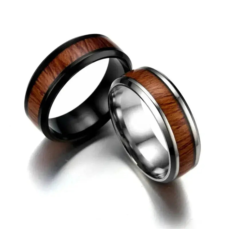 Vintage stainless steel wood rings for men Nexellus