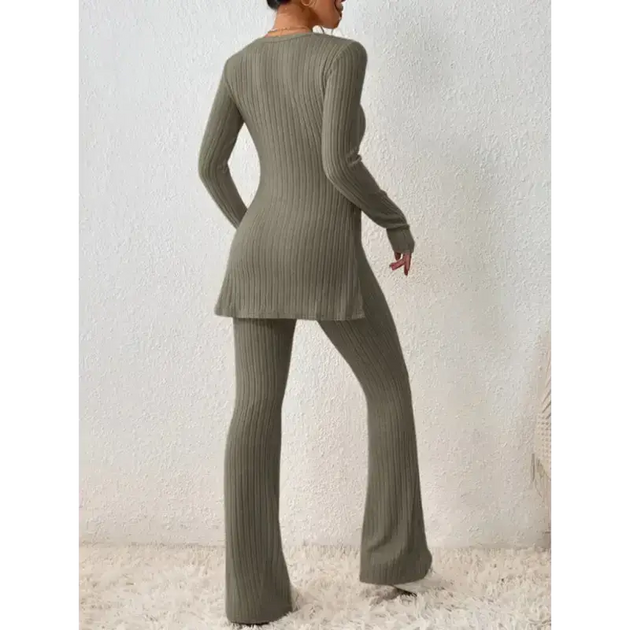 Women's casual slim side slit knitted two-piece set Nexellus