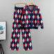 Women's fall and winter plaid casual knit cardigan top pants two-piece Nexellus