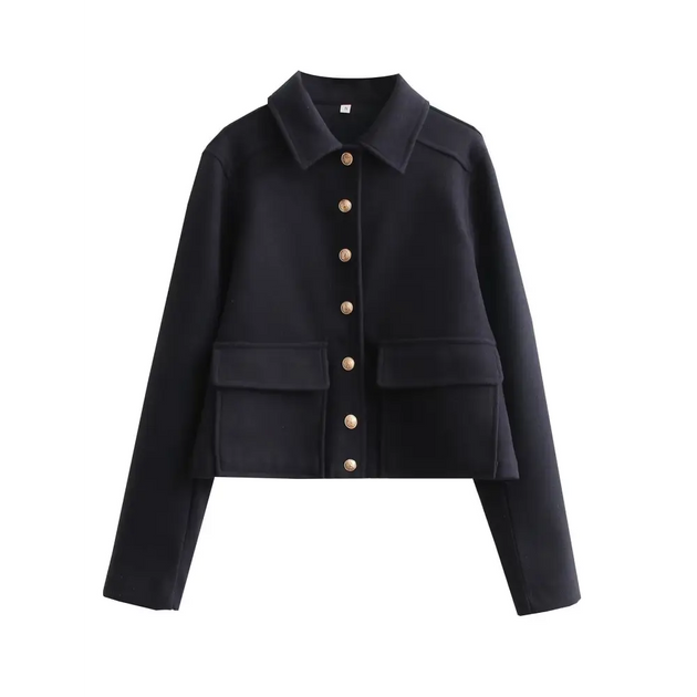 Women's Fashion Soft Short Coat Retro Long Sleeve Button Up Casual Women's Jacket Nexellus