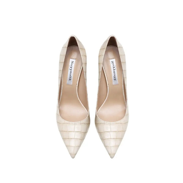 Women's Genuine Leather Crocodile Pattern High Heel Shoes Nexellus