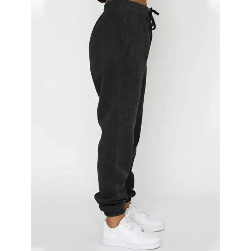 Women's new corduroy solid color round neck pullover long sleeve pants Nexellus