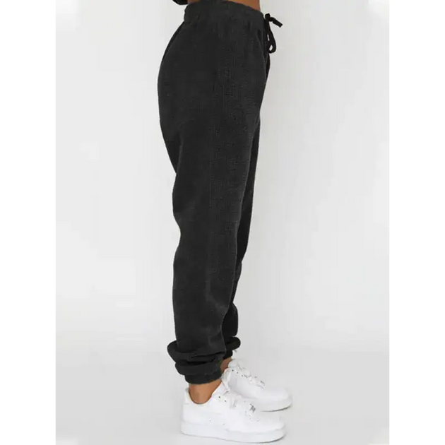 Women's new corduroy solid color round neck pullover long sleeve pants Nexellus