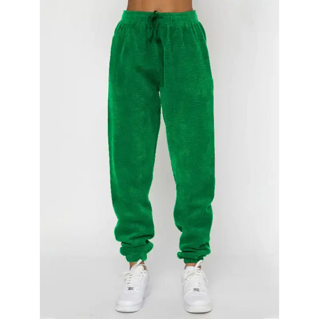 Women's new corduroy solid color round neck pullover long sleeve pants Nexellus