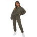 Women's new corduroy solid color round neck pullover long sleeve pants Nexellus