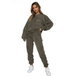 Women's new corduroy solid color round neck pullover long sleeve pants Nexellus