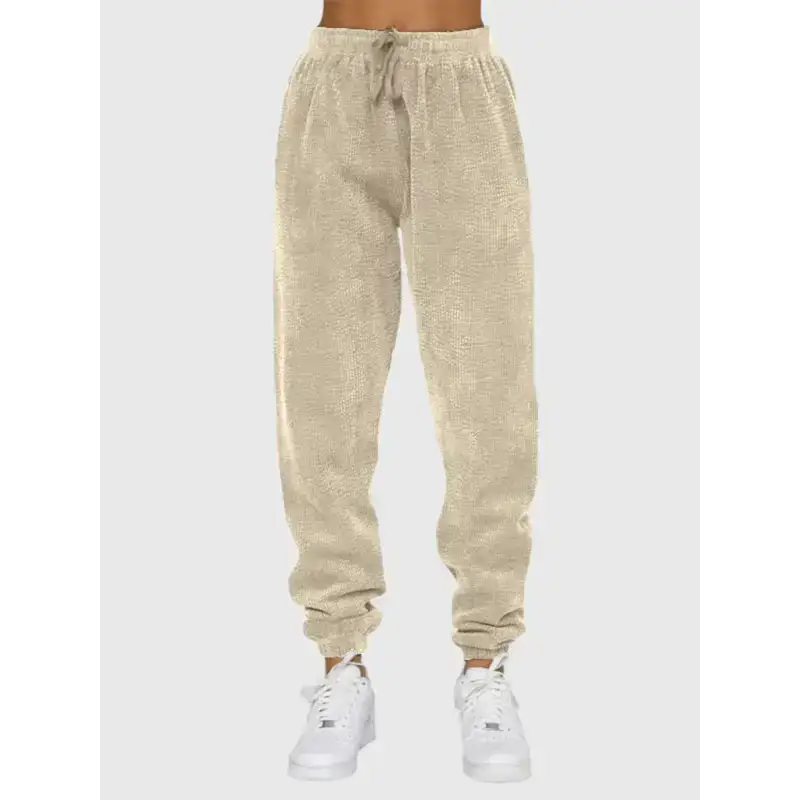 Women's new corduroy solid color round neck pullover long sleeve pants Nexellus