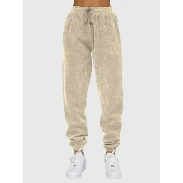 Women's new corduroy solid color round neck pullover long sleeve pants Nexellus