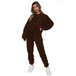 Women's new corduroy solid color round neck pullover long sleeve pants Nexellus