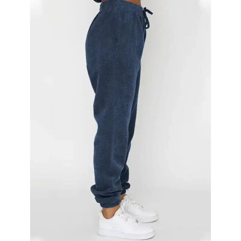Women's new corduroy solid color round neck pullover long sleeve pants Nexellus