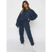 Women's new corduroy solid color round neck pullover long sleeve pants Nexellus