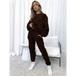 Women's new corduroy solid color round neck pullover long sleeve pants Nexellus