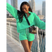 Women's new solid color stand collar zipper pullover long sleeve Nexellus