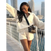 Women's new solid color stand collar zipper pullover long sleeve Nexellus