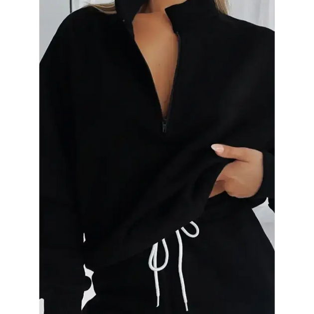 Women's new solid color stand collar zipper pullover long sleeve Nexellus