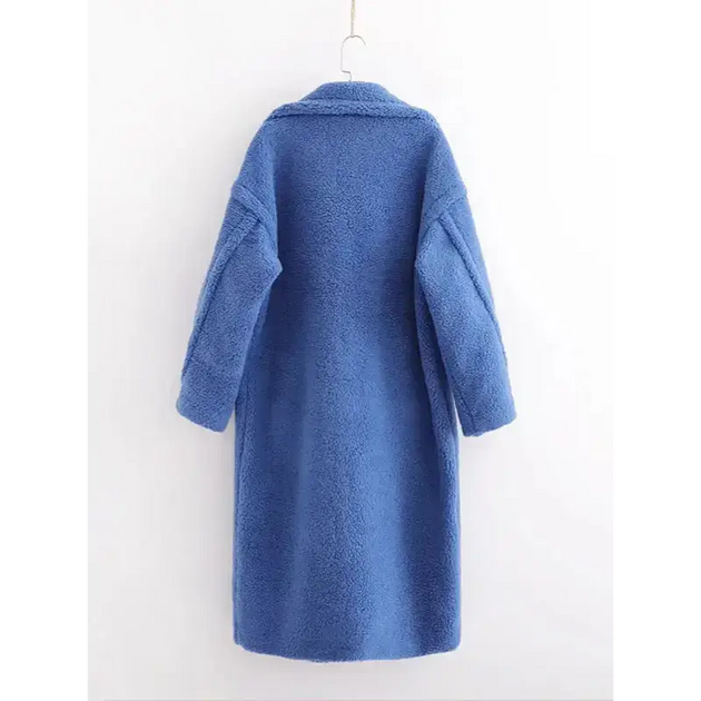 Women's warm loose lambswool coat teddy fur lapel long woolen coat Nexellus